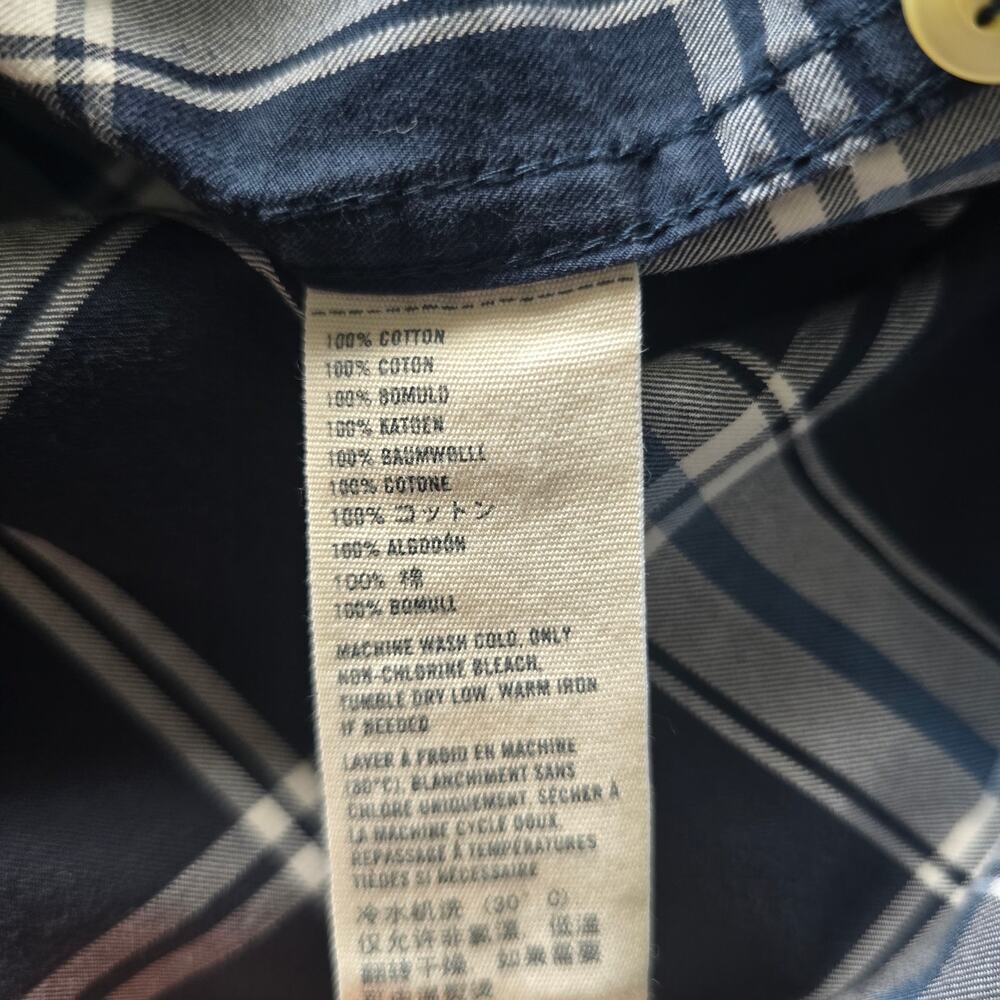 Abercrombie & Fitch Mens Plaid Long Sleeve Shirt XL Moose Logo Embroidered Navy - Picture 5 of 7